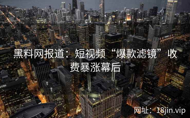 黑料网报道：短视频“爆款滤镜”收费暴涨幕后  第2张