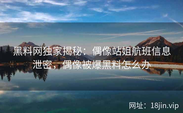 黑料网独家揭秘：偶像站姐航班信息泄密，偶像被爆黑料怎么办