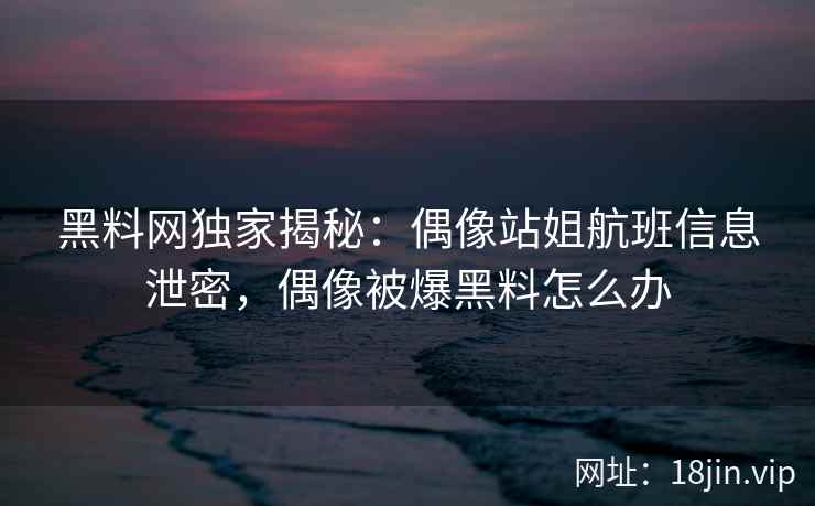 黑料网独家揭秘：偶像站姐航班信息泄密，偶像被爆黑料怎么办