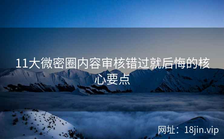 11大微密圈内容审核错过就后悔的核心要点